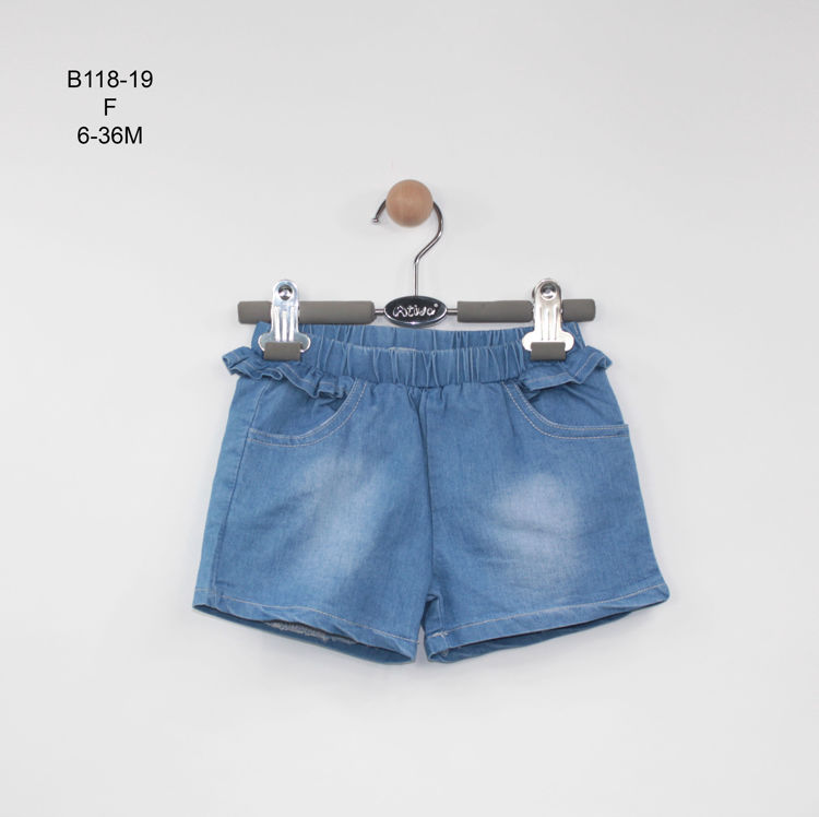 Picture of B11819 GIRLS COTTON DENIM LOOK SHIRTS WITH FRILL